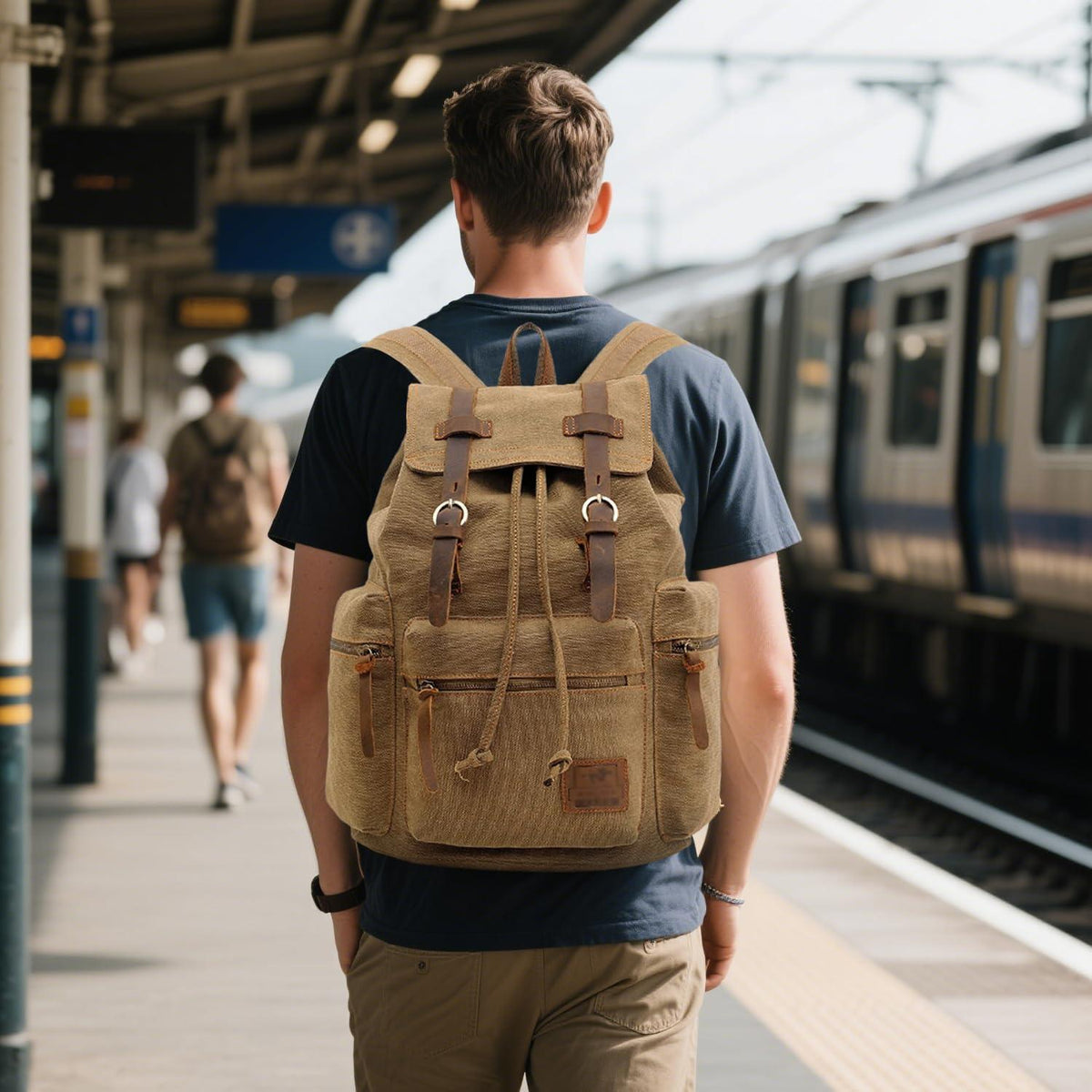 Vintage Canvas Rucksack – Daypack für Laptop, Schule & Reisen