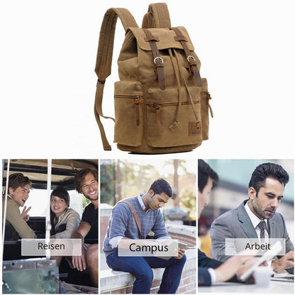 Vintage Canvas Rucksack – Daypack für Laptop, Schule & Reisen