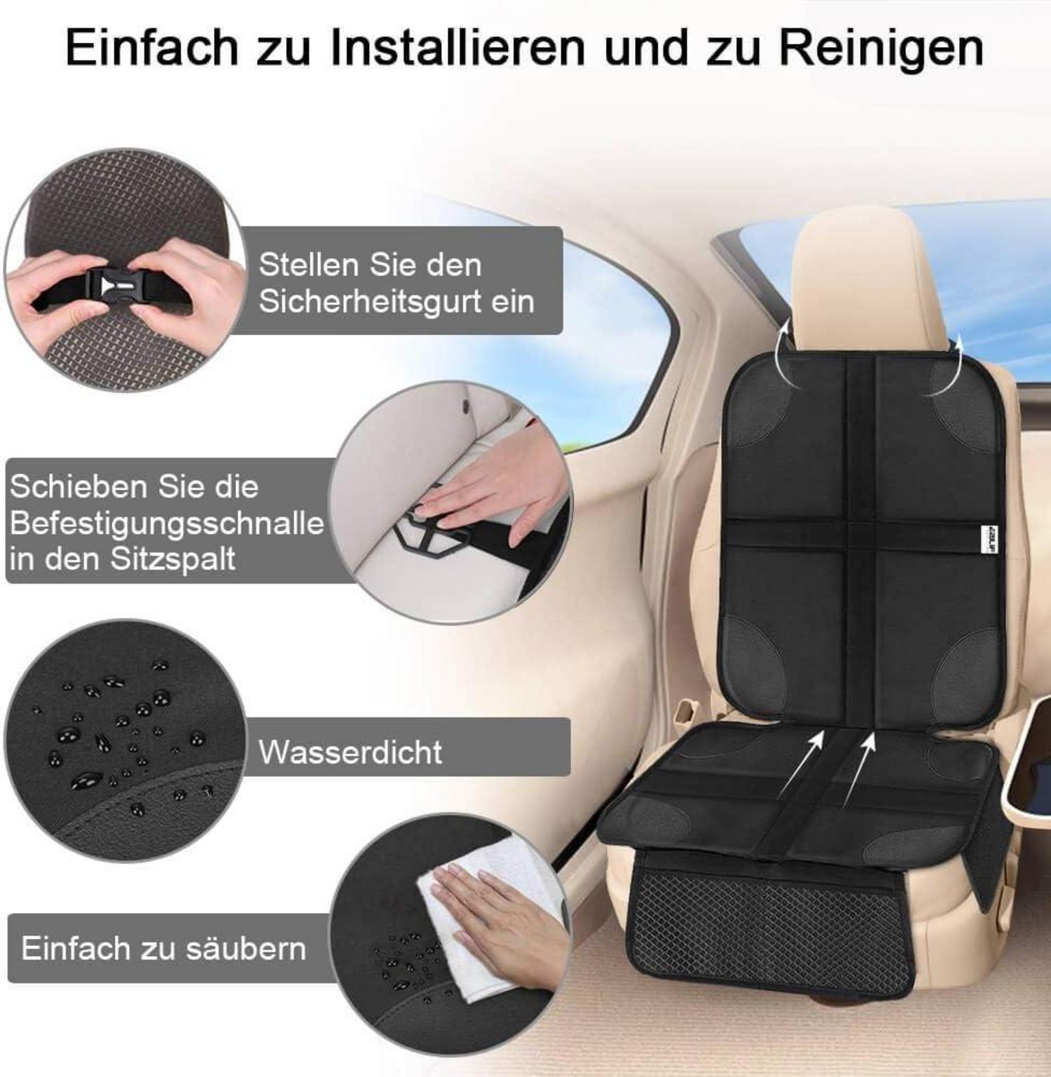 Ezilif Kindersitzunterlagen Set, ISOFIX geeignet, Schwarz, Anti-Rutsch, Auto