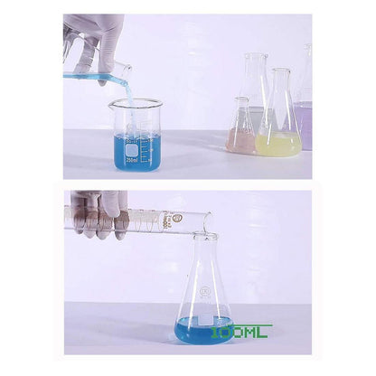 Glas Labor Messglas Set 50ml Becher Kolben Pipetten Forschung Medizin