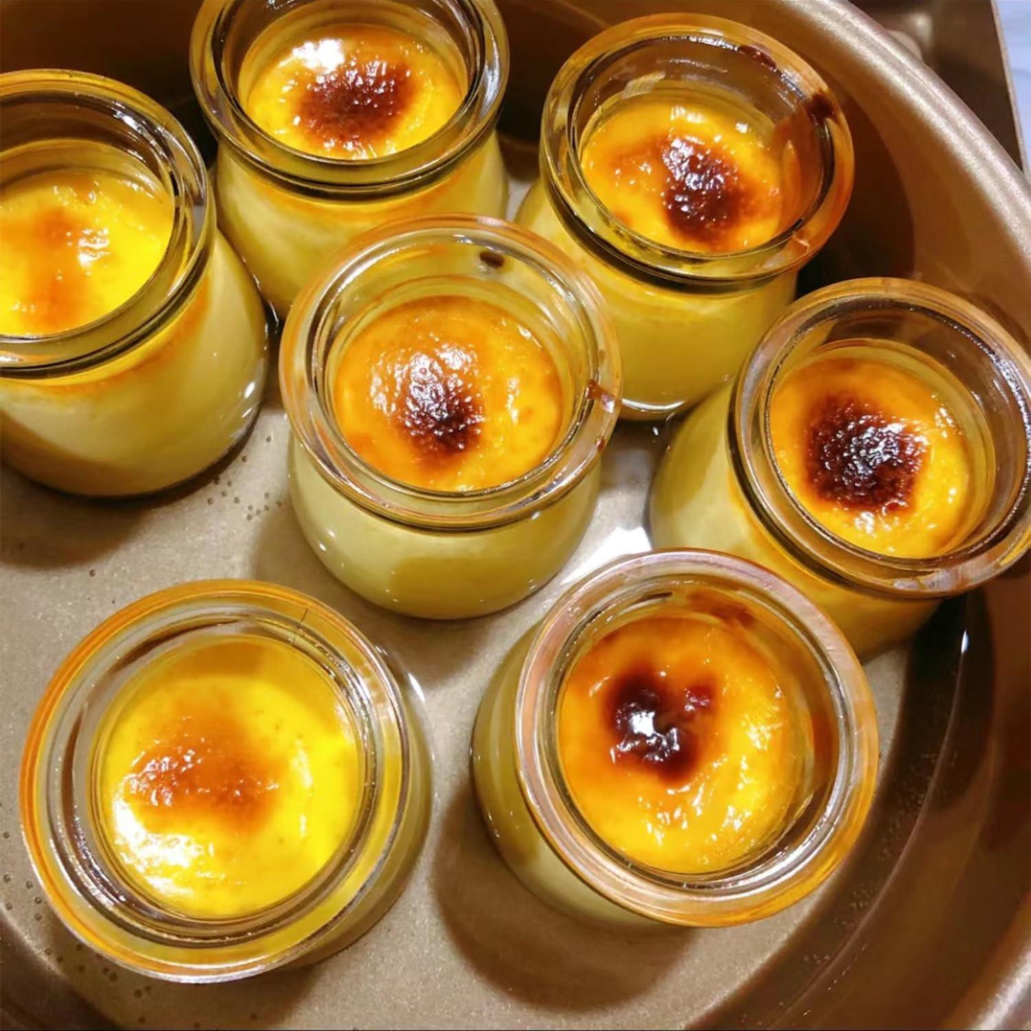 6er Set 100ml Mini Joghurt-Pudding-Gläser mit roten Deckeln