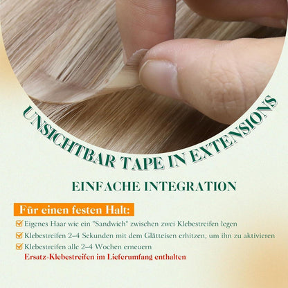 Echthaar Tape Extensions Blond Aschblond 30cm #18/613