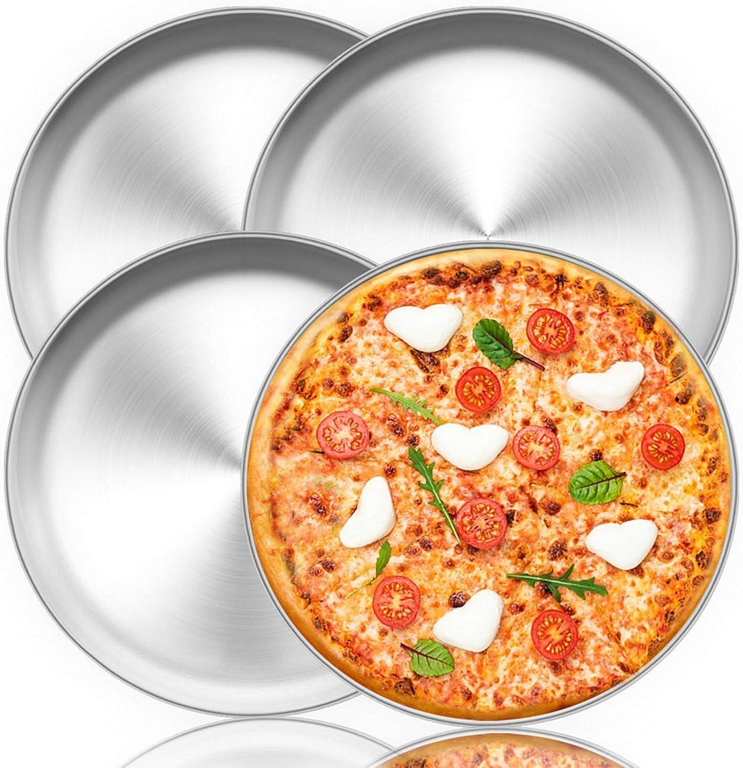 Pizzablech Set Edelstahl 29 cm Backblech rund 4er-Set