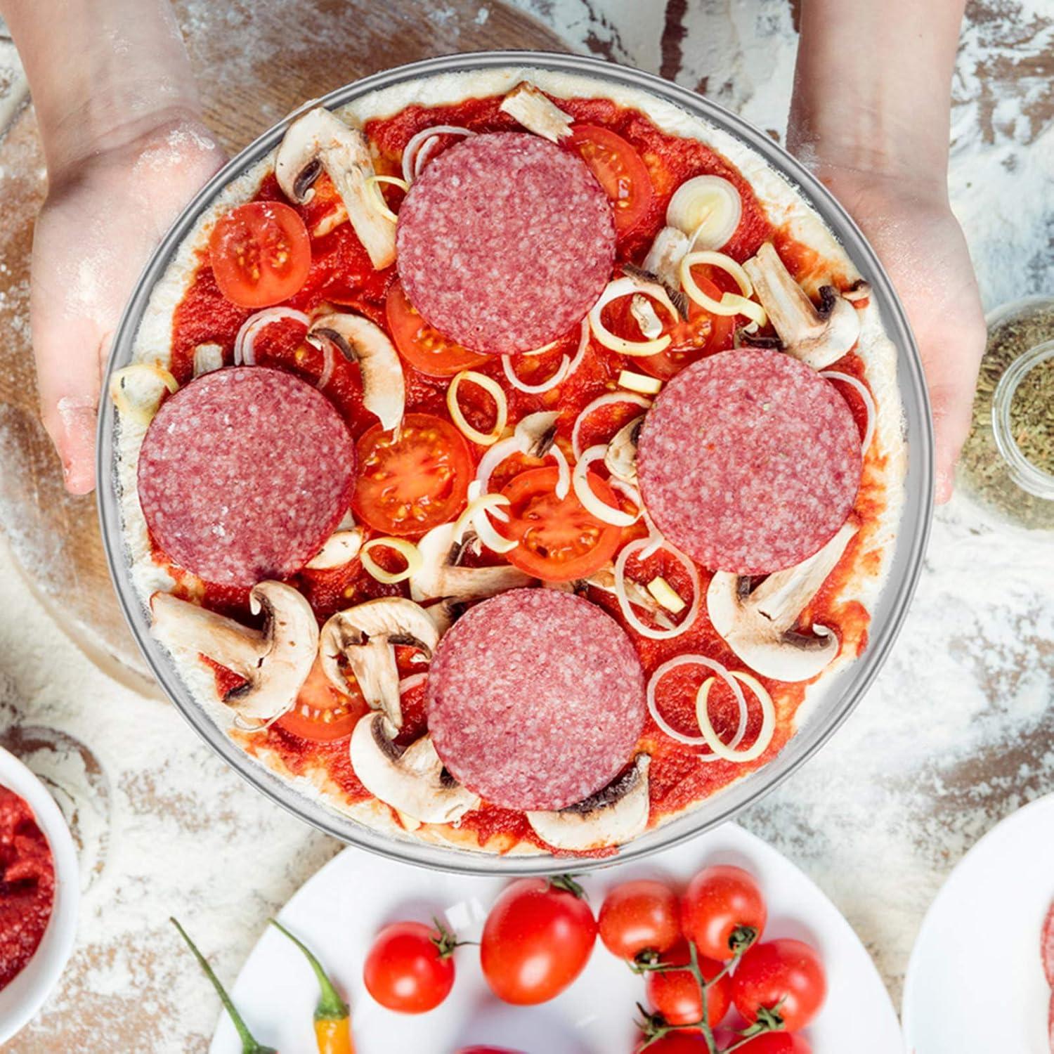 Pizzablech 4er-Set 29 cm Edelstahl Rund für Ofen, gesund & langlebig