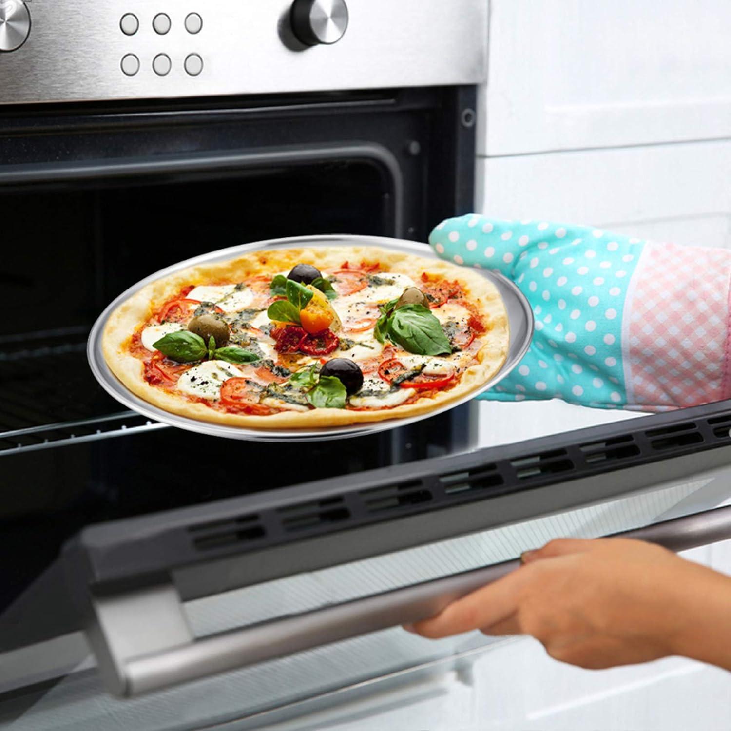TEAMFAR Pizzablech-Set 4er Rund Edelstahl 29cm Backblech Ofen