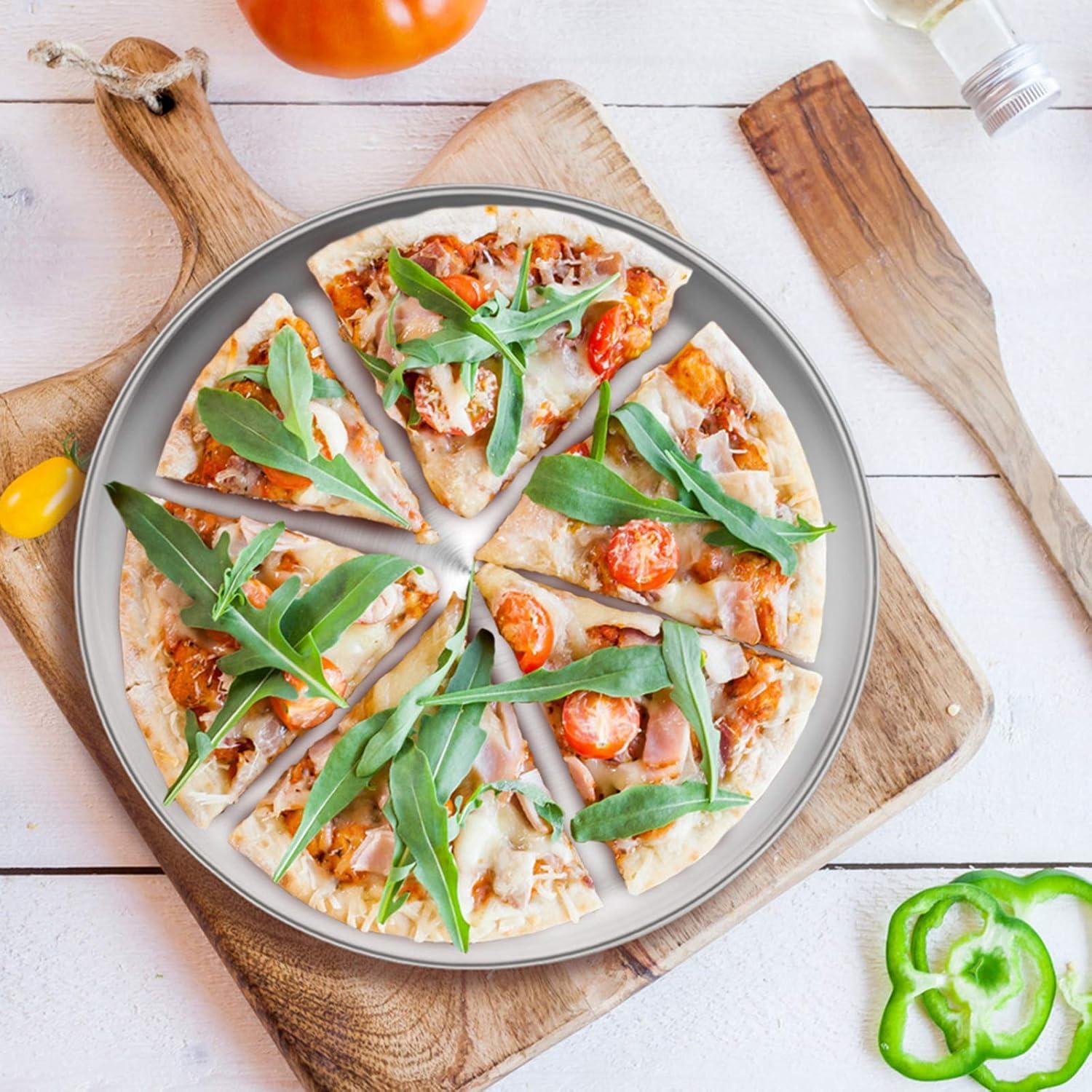 Pizzablech 4er-Set Edelstahl 29 cm Rund Pizza Backblech Ofen - Gesund