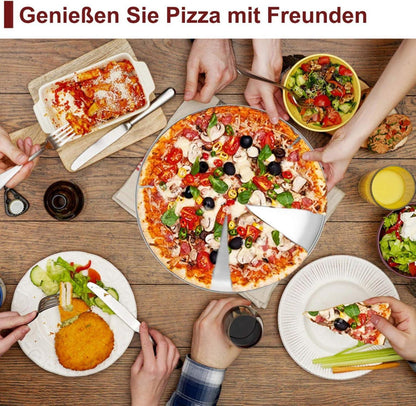 TEAMFAR Pizzablech-Set 4er Rund Edelstahl 29cm Backblech Ofen