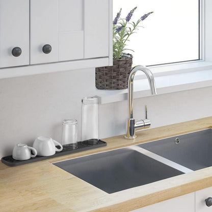 Silikon Abtropfmatte schmal Grau Spülmaschinenfest 43 x 7,8 x 1 cm