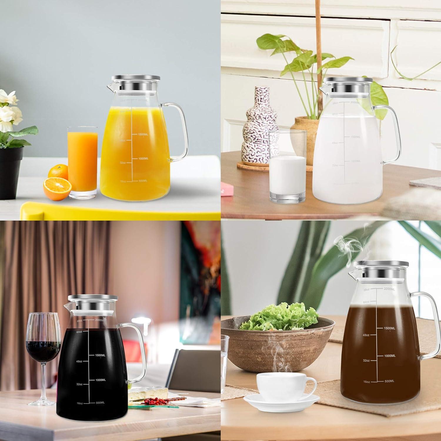 Kristallklare Karaffe 2 Liter - Glaskanne mit Deckel