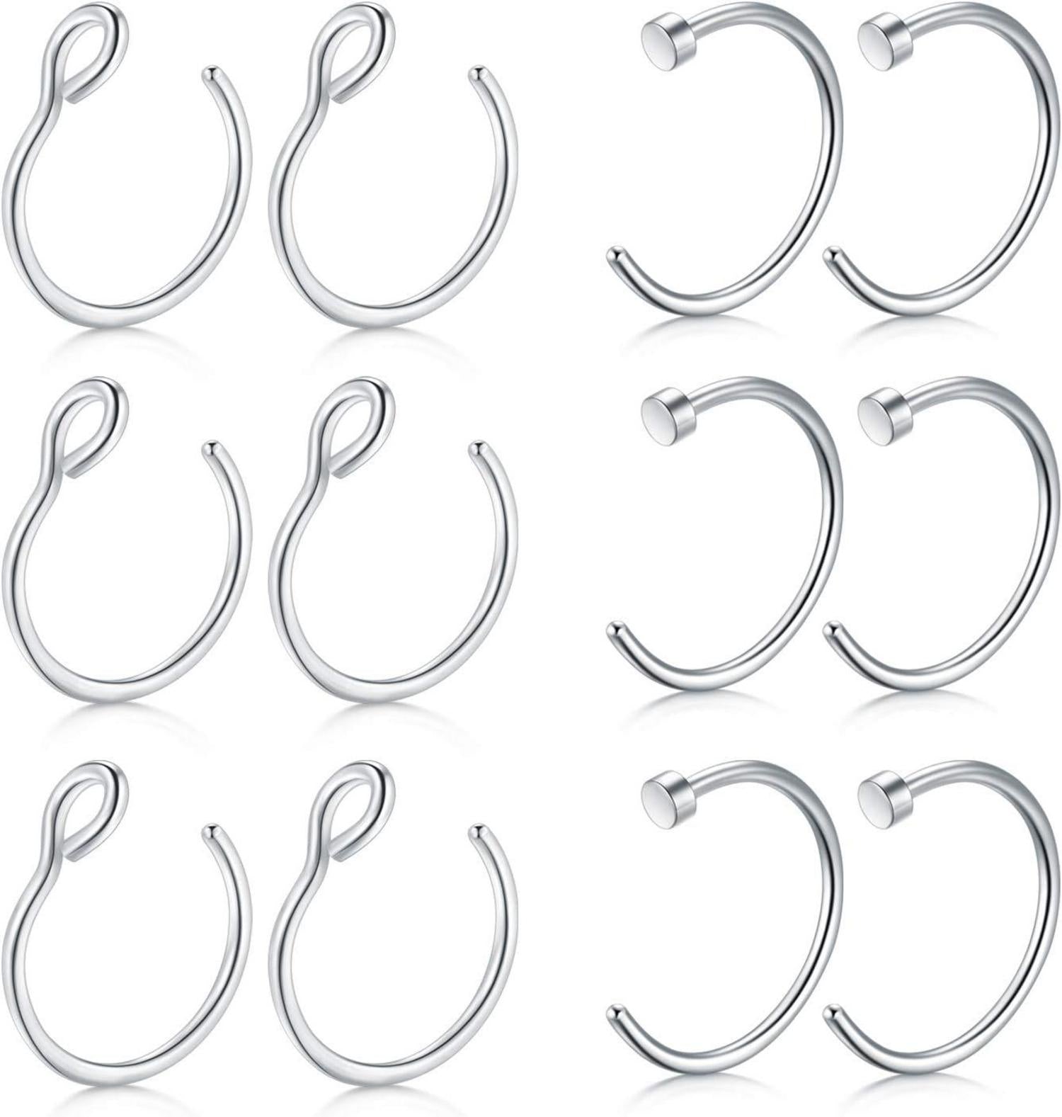 Set 12-16Stk 20G 8mm Nasenpiercings Edelstahl Fake Piercings Nase