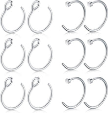 Set 12-16Stk 20G 8mm Nasenpiercings Edelstahl Fake Piercings Nase