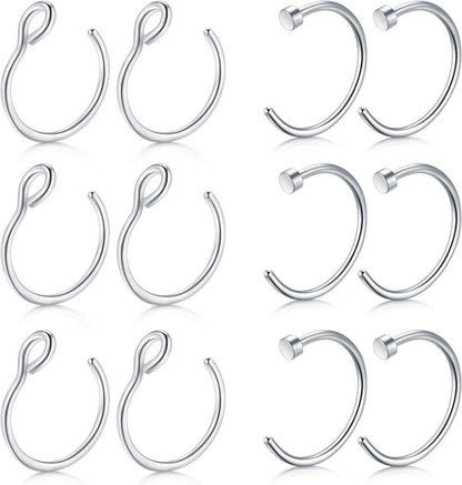 Set 12-16Stk 20G 8mm Nasenpiercings Edelstahl Fake Piercings Nase