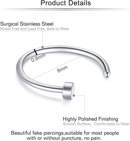 Set 12-16Stk 20G 8mm Nasenpiercings Edelstahl Fake Piercings Nase