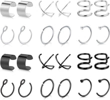 24 Stk Fake Piercings Ohrklemme Ear Cuff Edelstahl Hypoallergen
