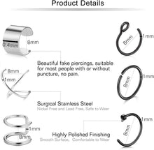 24Stk Fake Piercings Ohrklemme Ear Cuff Edelstahl Manschette