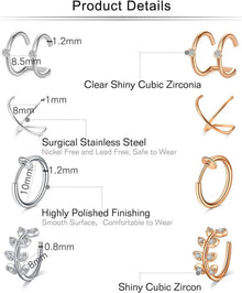 Mayhoop 16Stk Fake Piercings Ohr Manschette Edelstahl 8 Paar