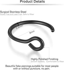 12-16Stk 20G 8mm Fake Nasenring Edelstahl Nasenlippenohr