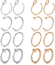 Fake Piercings Set 16Stk 20G 8mm Nasenringe Lippenringe Edelstahl
