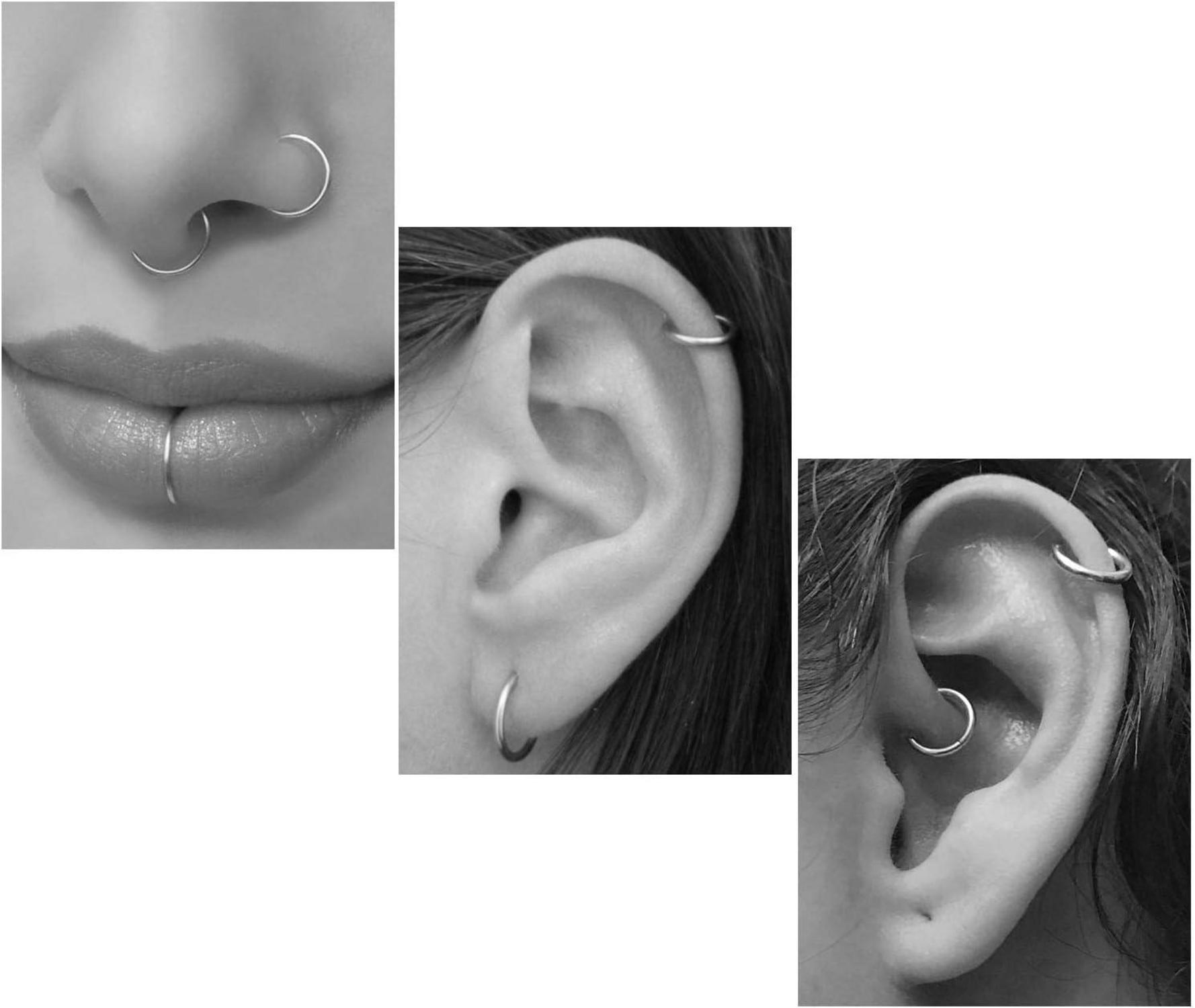Fake Piercings Set 16Stk 20G 8mm Nasenringe Lippenringe Edelstahl