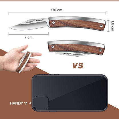 DURATECH Klappmesser Holzgriff 170mm Edelstahl Einhandmesser