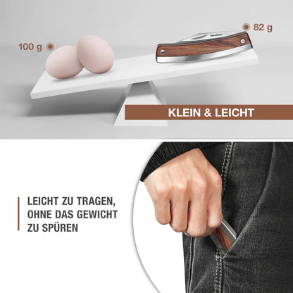 DURATECH Klappmesser Holzgriff 170mm Edelstahl Einhandmesser