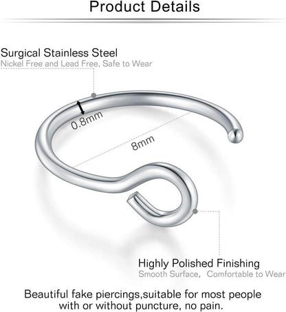 12-16Stk 20G 8mm Edelstahl Nasenpiercings Fake Piercings