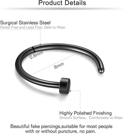 Nasenpiercings Fake Edelstahl 20G 8mm 12-16Stk Face Lippe Ohr