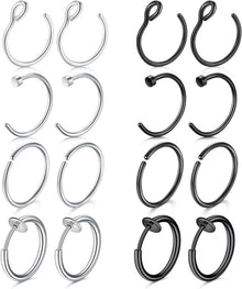 20G 8mm Fake Nasenring Edelstahl 16 Stk Piercings Set Nase Lippe Ohr