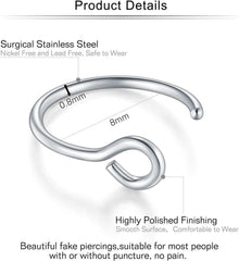Nasenpiercings Fake 20G 12-16Stk Edelstahl 8mm Hoop Set
