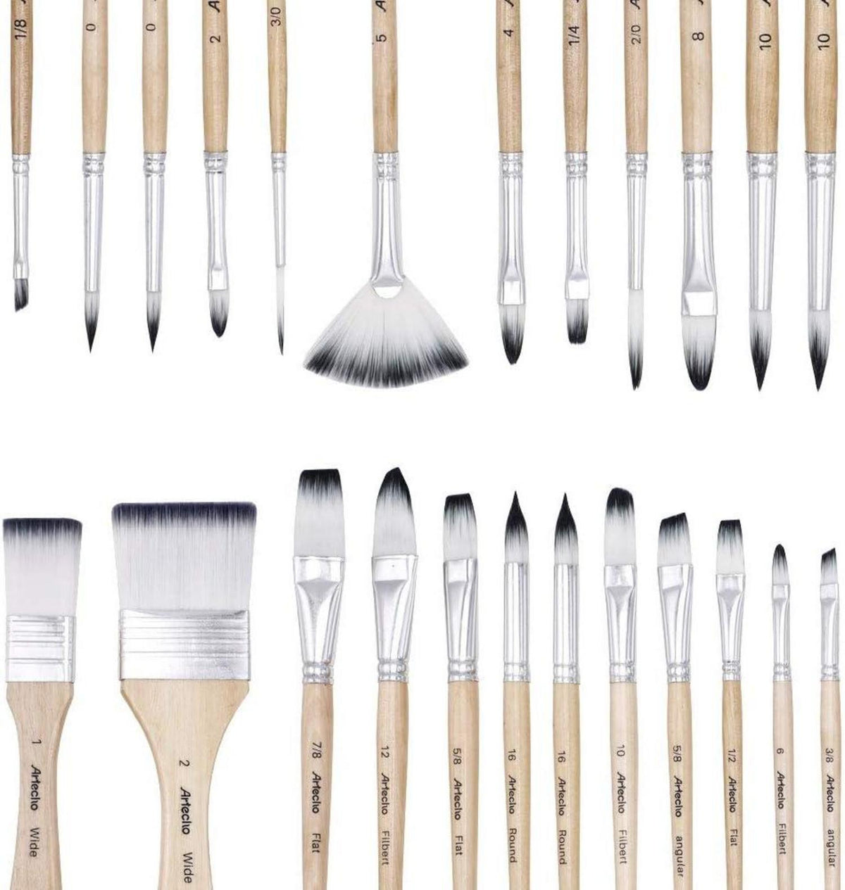 24er Artecho Pinselset für Aquarell Öl Steinmalerei, Nagelpinsel