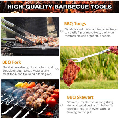 35tlg Grillbesteck Edelstahl Geschenke Set inklusive Koffer