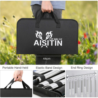 35tlg Grillbesteck Edelstahl Geschenke Set inklusive Koffer