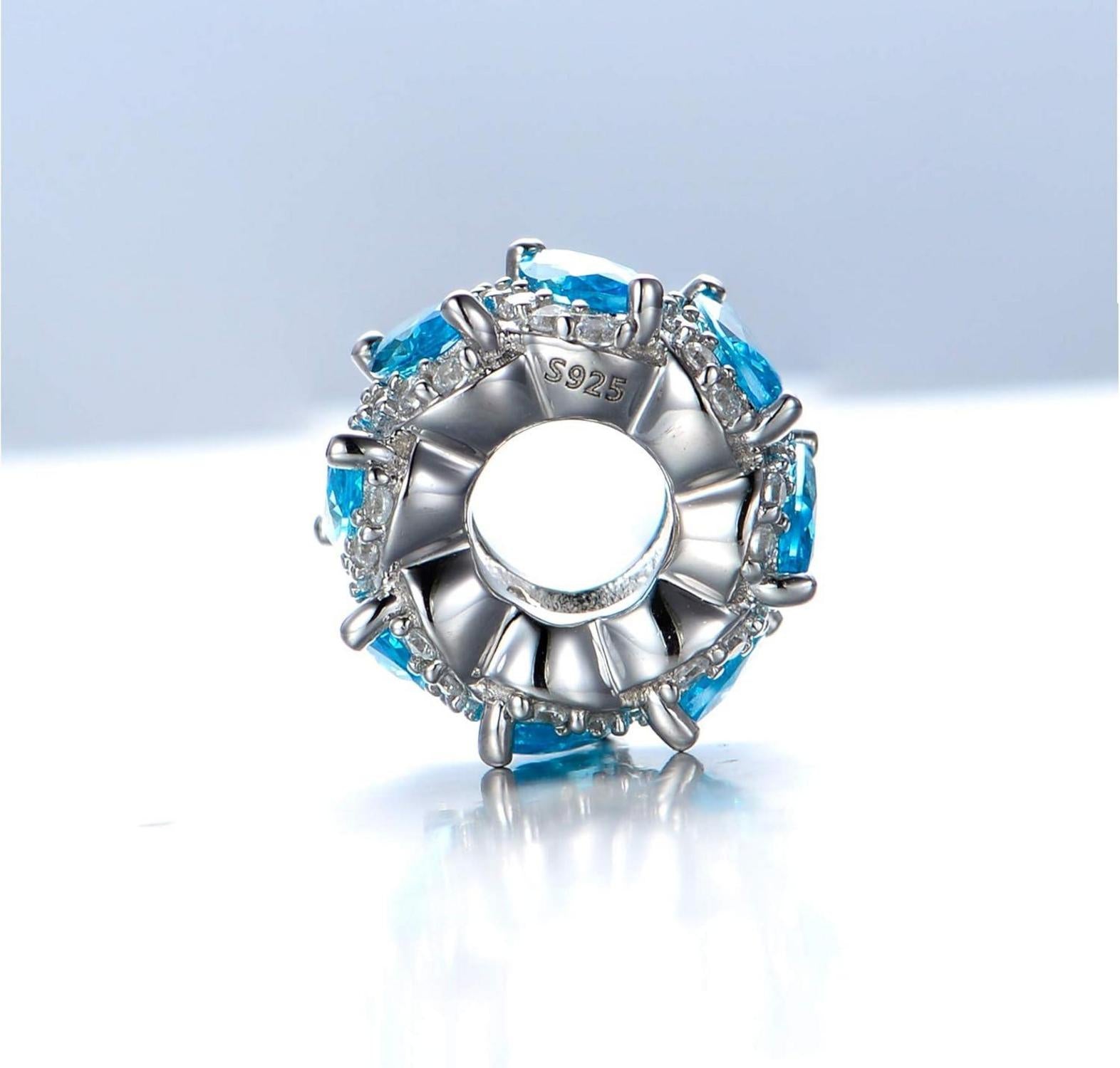 925 Sterling Silber Charm Anhänger Damen Armband Blau 4.3mm