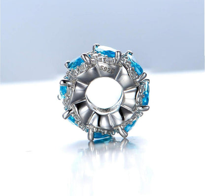 925 Sterling Silber Charm Anhänger Damen Armband Blau 4.3mm