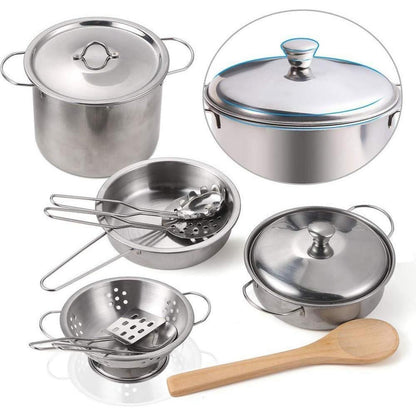 EFO SHM Kinderküche Zubehör Edelstahl Pfannenset Schürze