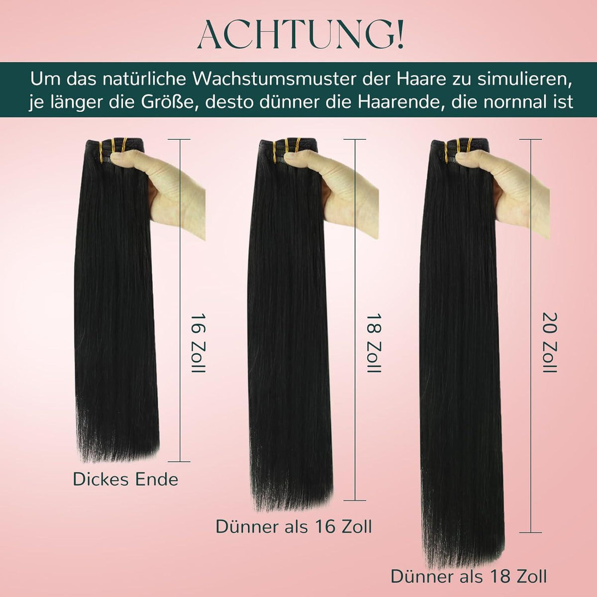 Clip-In Haarverlängerung Echthaar Schwarz 30cm