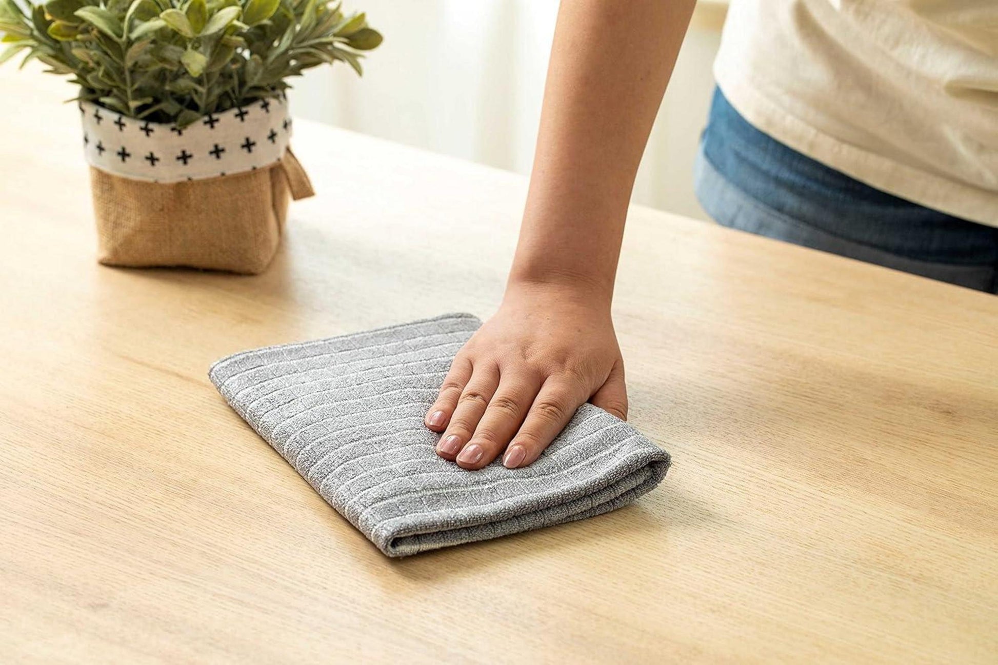 8er Set Bambus Microfaser Küchentücher Grau 45x65cm sehr saugfähig