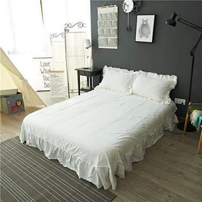 Rüschen Kissenbezug Baumwolle 50x91 cm - 2er Set Weiß