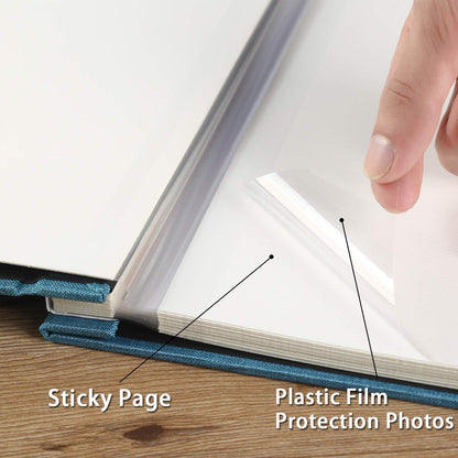 Selbstklebendes Fotoalbum Leinen Hochzeit Geschenk 40 Weiße
