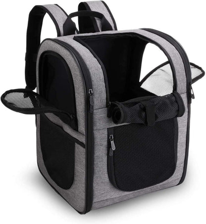 Haustier Rucksack Tragetasche 2-12kg Hunde Katzen faltbar Grau