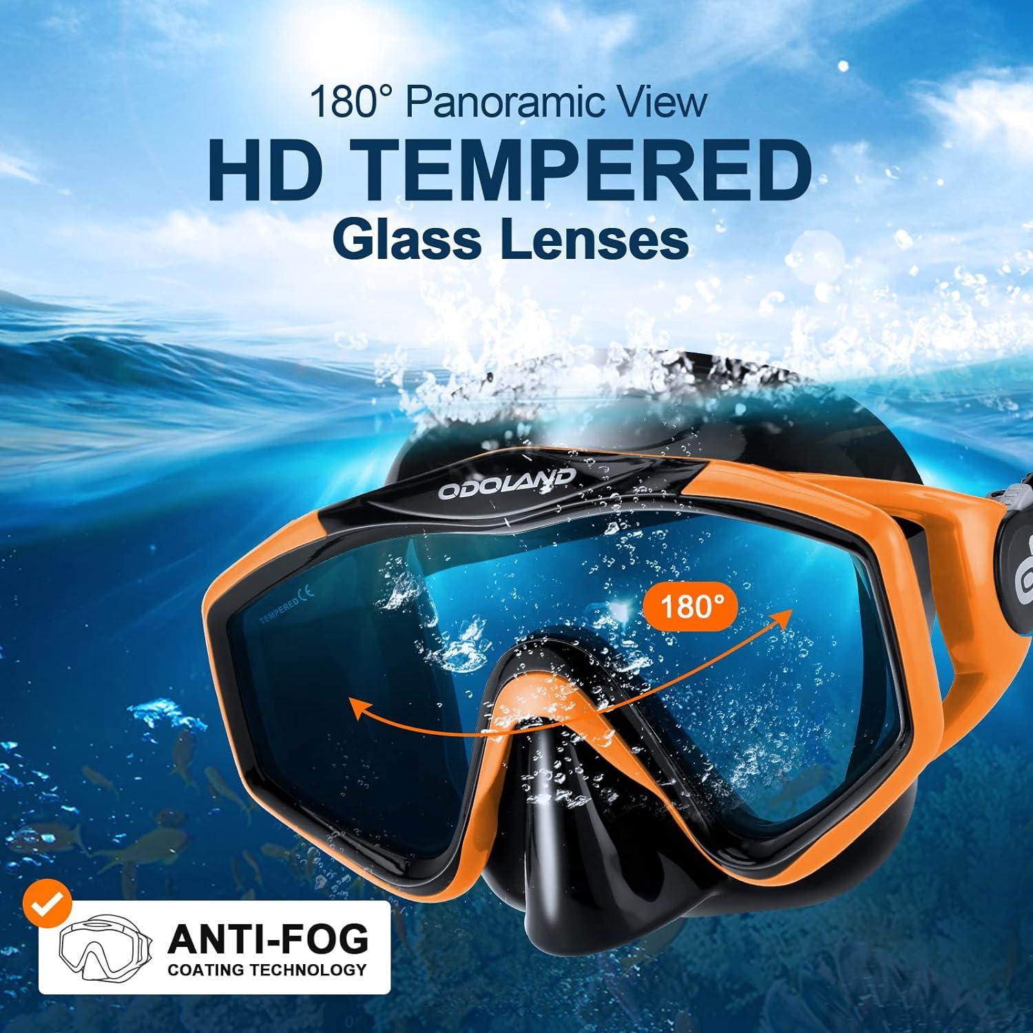 Schnorchelset Erwachsene 3 in 1 Anti-Fog Taucherbrille Dry
