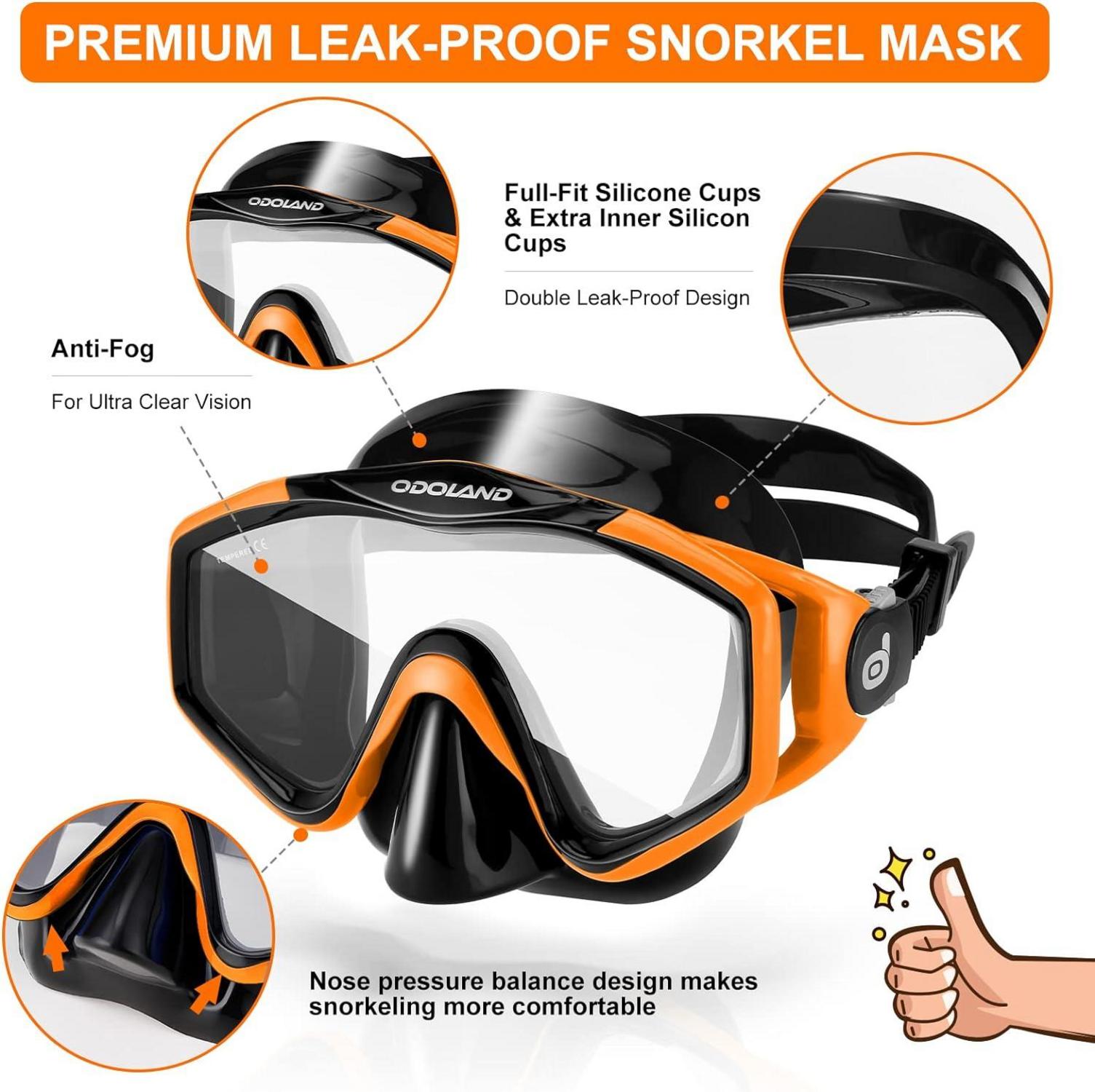 Schnorchelset Erwachsene 3-in-1 Anti-Fog Taucherbrille Dry Schnorchel