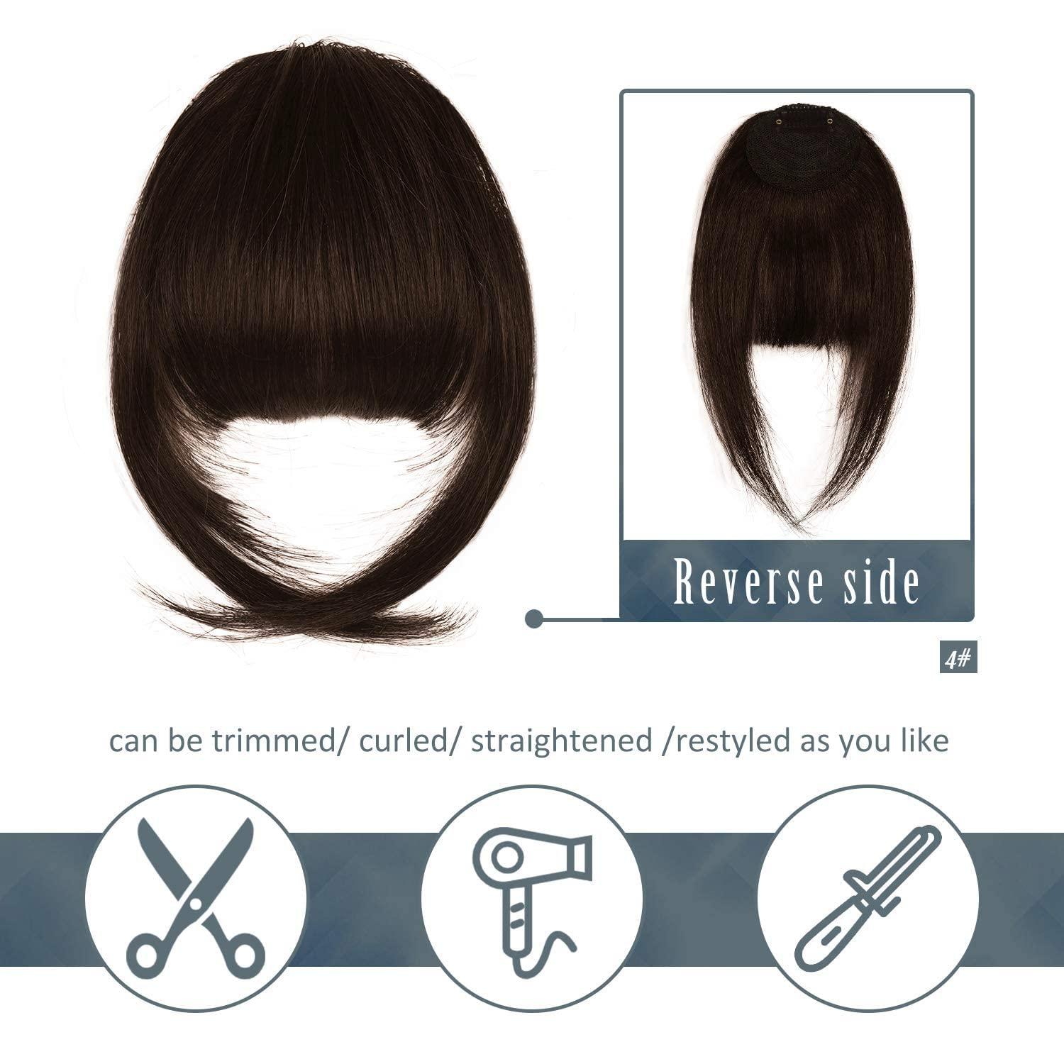 Echthaar Clip-in Bangs Pony Haarteile Dunkelbraun