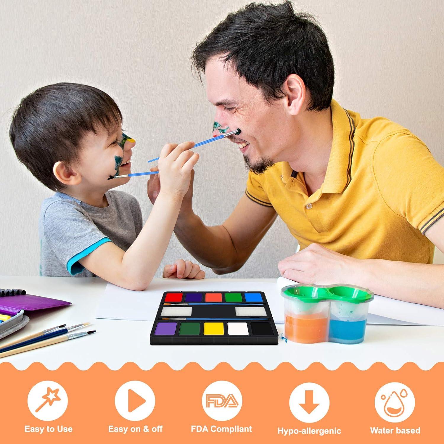 Kinderschminkset Halloween Face Paint Waschbar 10-Farben Fasching