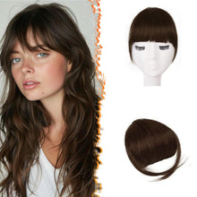 Echthaar Clip in Pony Dunkel Auburn Braun Fringe Extensions