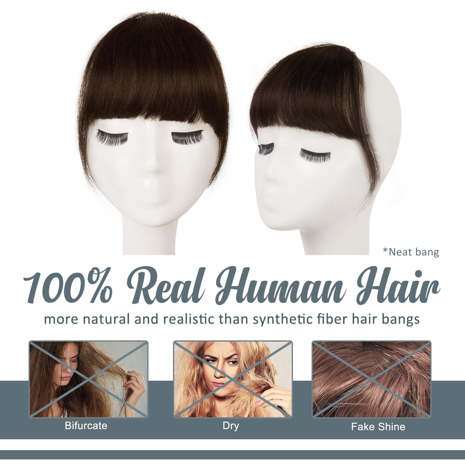 Echthaar Clip in Pony, Dicker Braun Extensions mit Schläfen