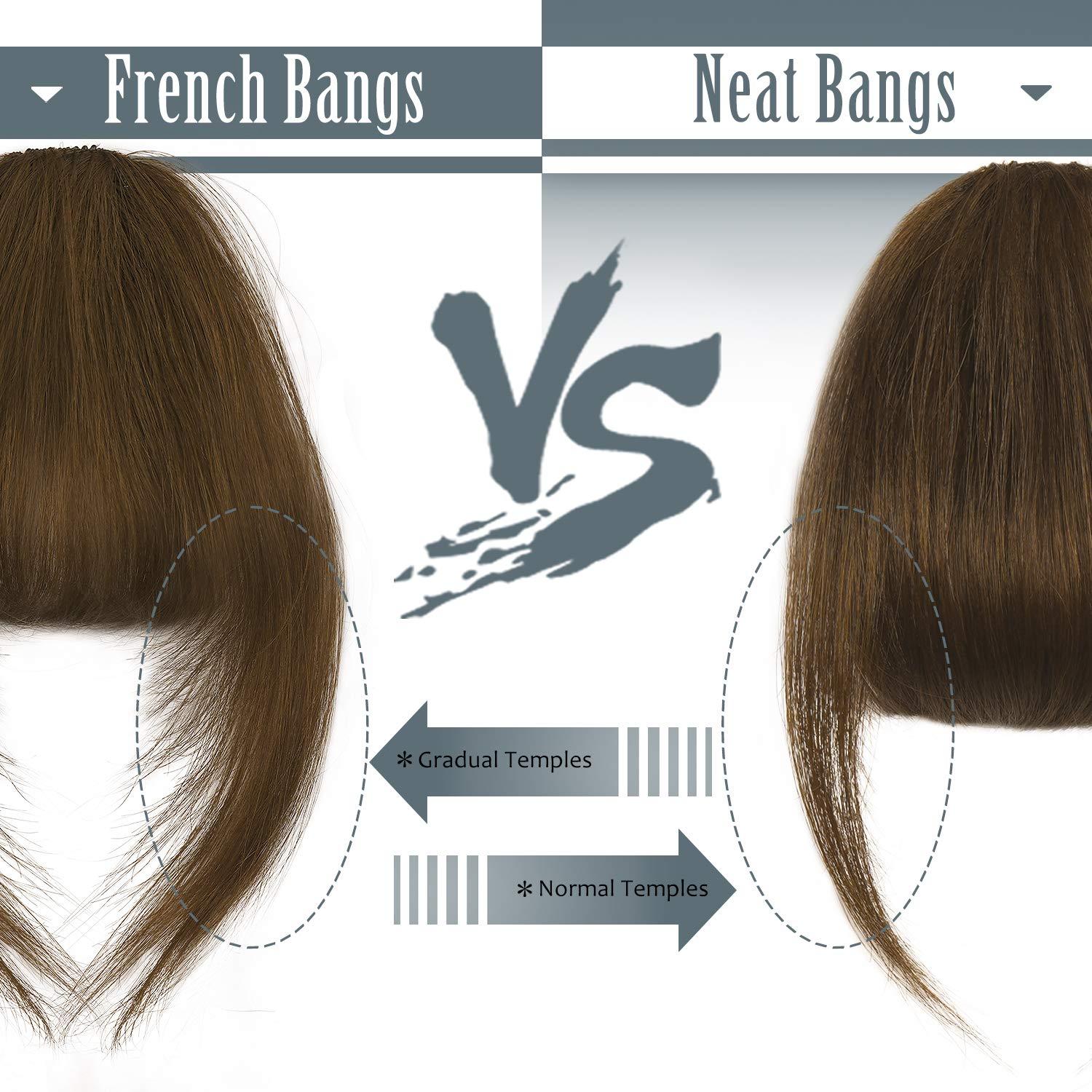 BARSDAR Echthaar Clip in Pony Extensions Fringe - Dunkel Auburn Braun