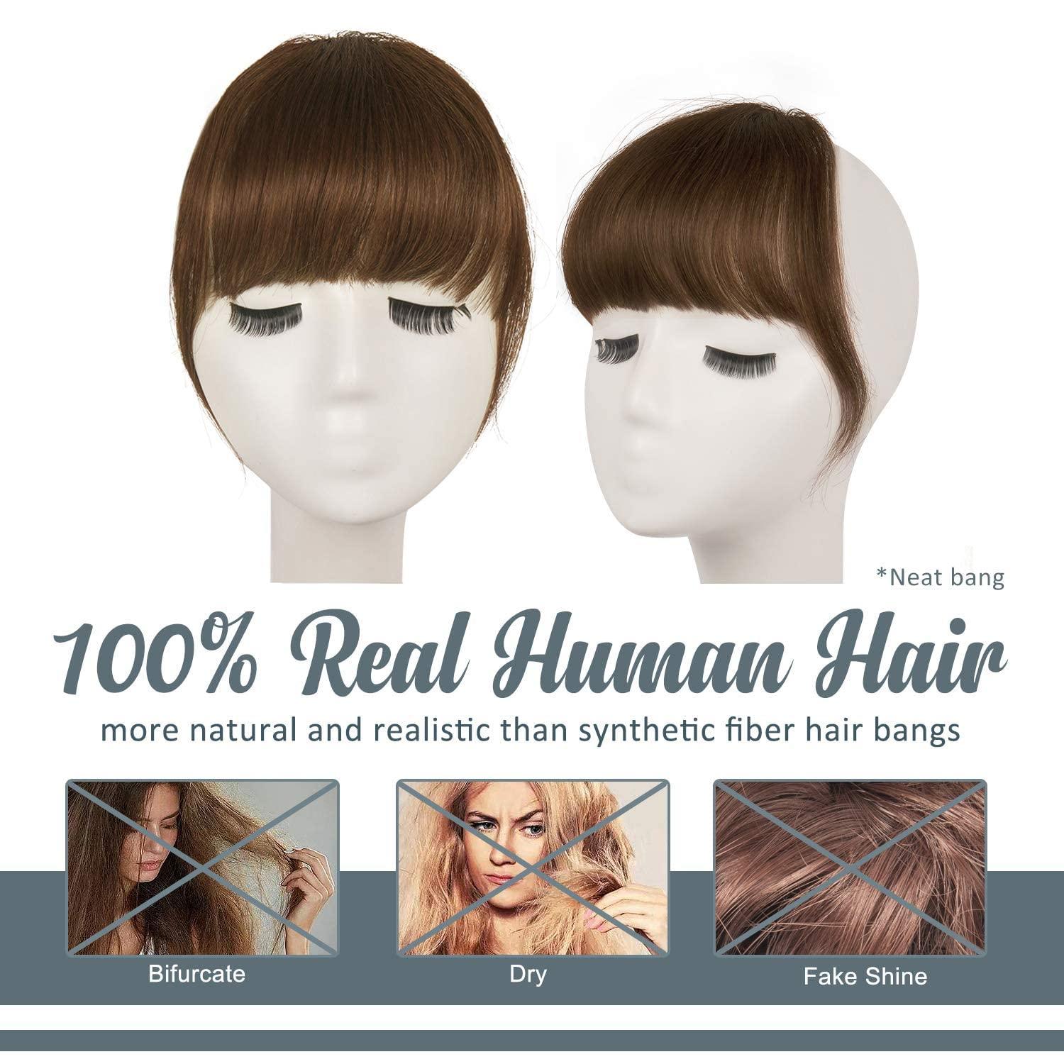 Echthaar Clip-in Pony Mittelbraun Haarverlängerung Fringe