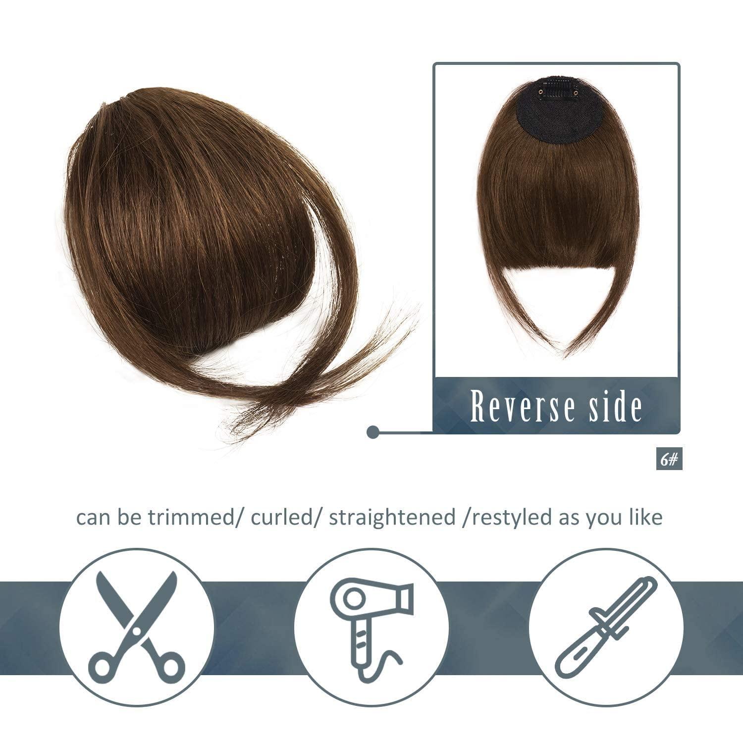 Echthaar Clip-in Pony Fringe Extensions Mittelbraun