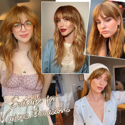 Clip in Pony Echthaar Ingwer Blond Fringe Haarteil